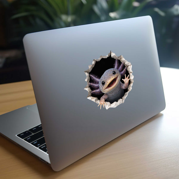 Blue Axolotl Wall Hole Decal