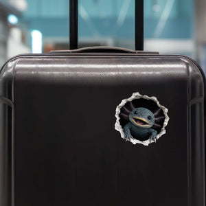 Blue Axolotl Wall Hole Decal