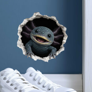 Blue Axolotl Wall Hole Decal