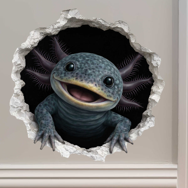 Blue Axolotl Wall Hole Decal