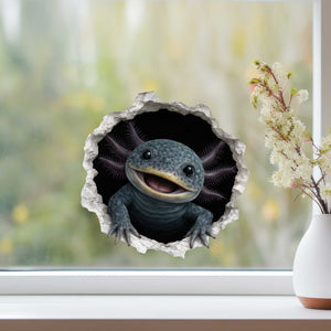 Blue Axolotl Wall Hole Decal