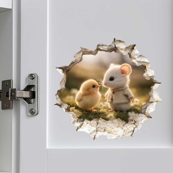 Spring Friends Mouse Hole Decal - Easter Decal