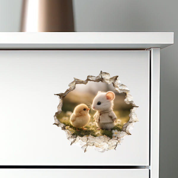 Spring Friends Mouse Hole Decal - Easter Decal
