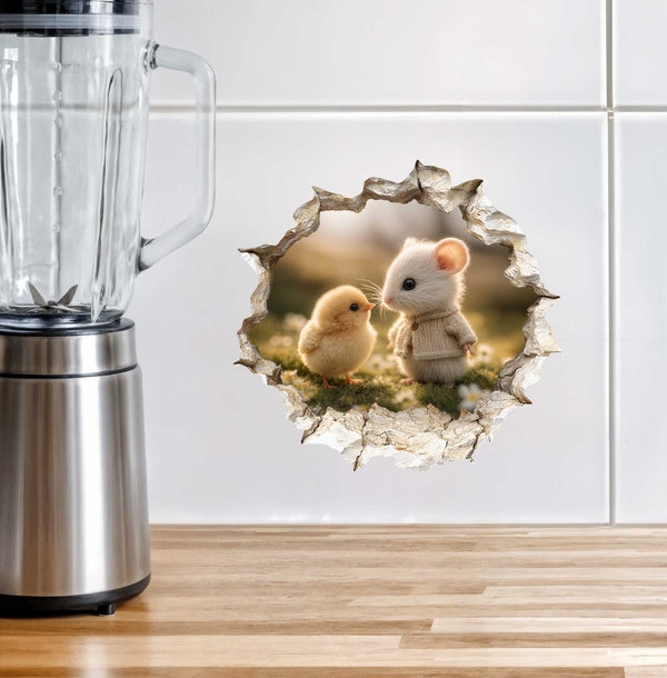 Spring Friends Mouse Hole Decal - Easter Decal