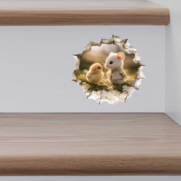 Spring Friends Mouse Hole Decal - Easter Decal