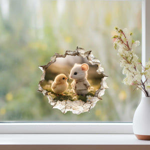 Spring Friends Mouse Hole Decal - Easter Decal