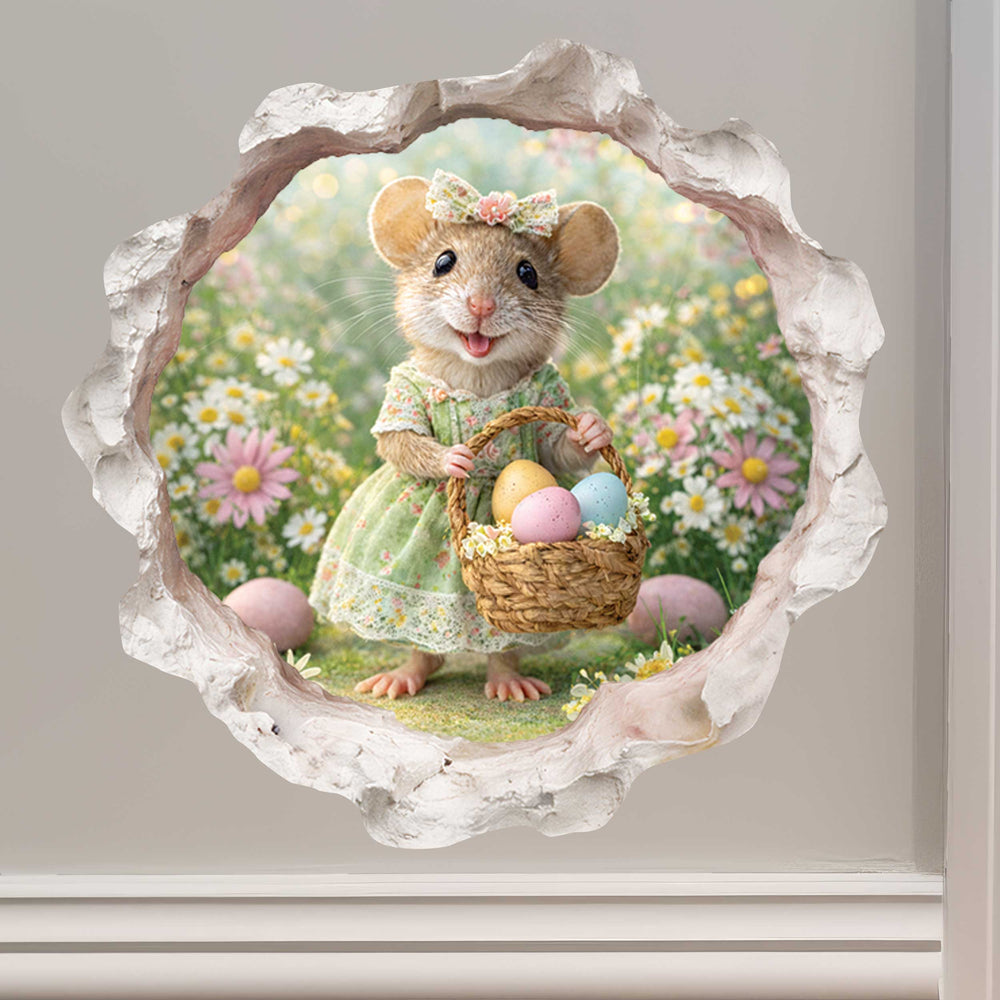 Easter Garden Mouse Hole Decal