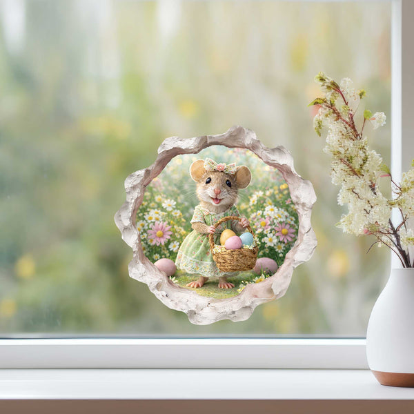 Easter Garden Mouse Hole Decal