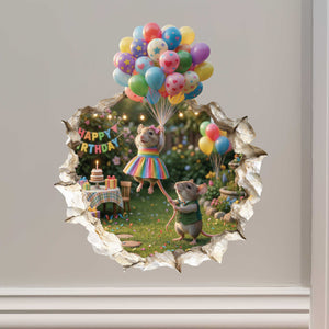 Birthday Balloon Lift-Off Mouse Hole Decal