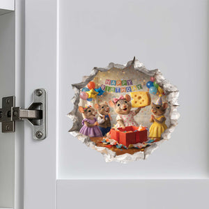 Birthday Present Surprise Mouse Hole Decal