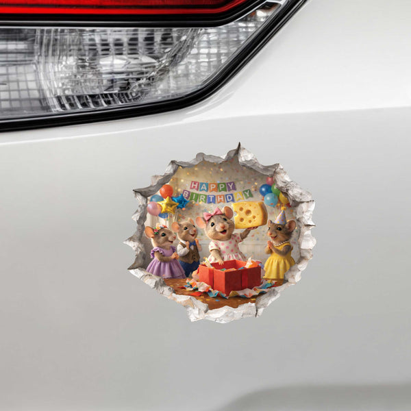 Birthday Present Surprise Mouse Hole Decal