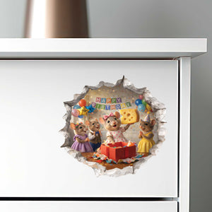 Birthday Present Surprise Mouse Hole Decal