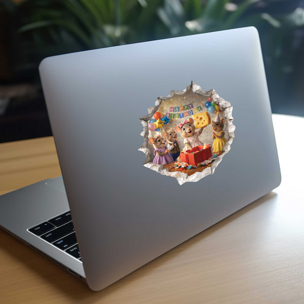 Birthday Present Surprise Mouse Hole Decal