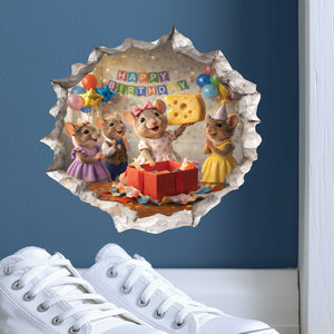 Birthday Present Surprise Mouse Hole Decal