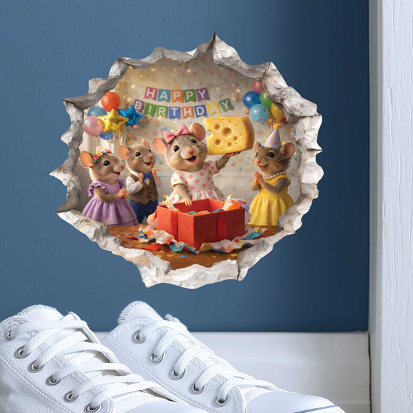 Birthday Present Surprise Mouse Hole Decal