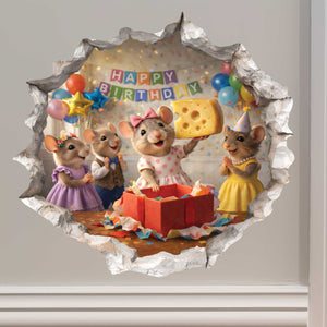 Birthday Present Surprise Mouse Hole Decal