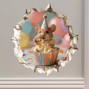 Birthday Cupcake Cutie Mouse Hole Decal