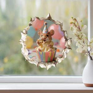 Birthday Cupcake Cutie Mouse Hole Decal
