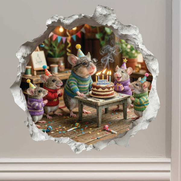 Make a Wish Birthday Mouse Hole Decal