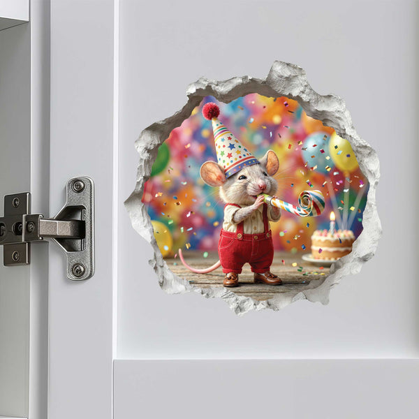 Birthday Celebration Mouse Hole Decal