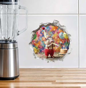 Birthday Celebration Mouse Hole Decal