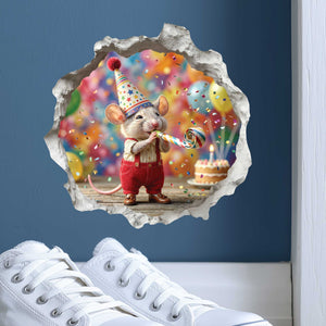 Birthday Celebration Mouse Hole Decal