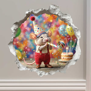 Birthday Celebration Mouse Hole Decal