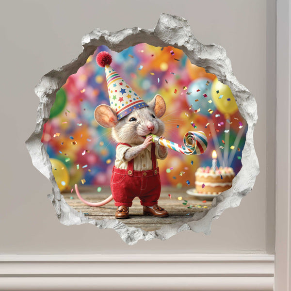 Birthday Celebration Mouse Hole Decal