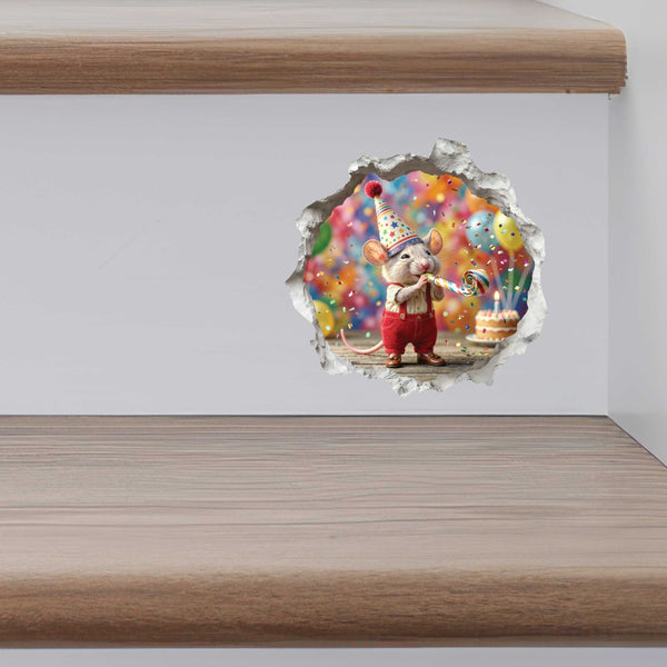 Birthday Celebration Mouse Hole Decal