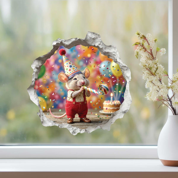 Birthday Celebration Mouse Hole Decal
