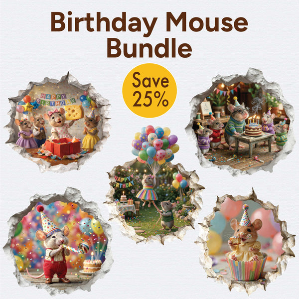 Birthday Friends Mouse Hole Decal Bundle