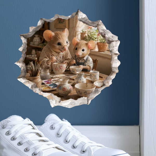 Grandma and Grandchild Craft Time Mouse Hole Decal