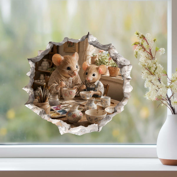 Grandma and Grandchild Craft Time Mouse Hole Decal