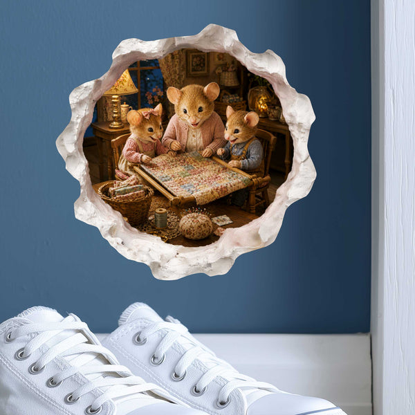 Grandkids and Grandma Quilting Mouse Hole Decal