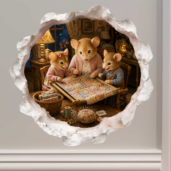 Grandkids and Grandma Quilting Mouse Hole Decal
