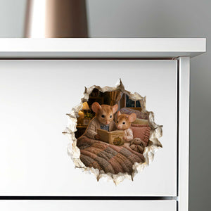 Granddaughter and Grandma Bedtime Story Mouse Hole Decal