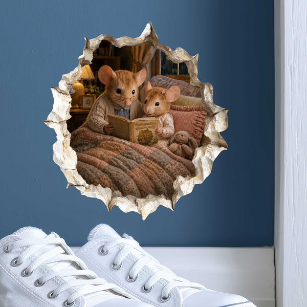 Granddaughter and Grandma Bedtime Story Mouse Hole Decal