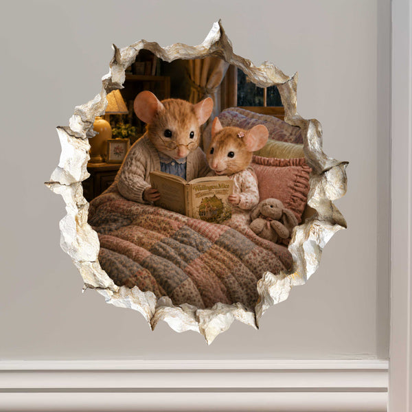 Granddaughter and Grandma Bedtime Story Mouse Hole Decal