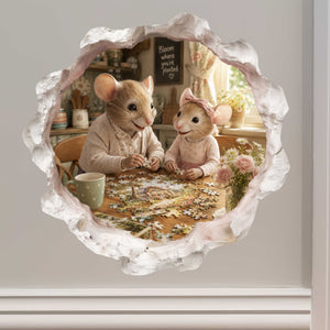Granddaughter and Grandma Puzzle Time Mouse Hole Decal