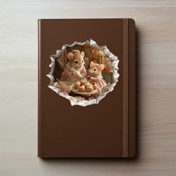 Granddaughter and Grandma Baking Day Mouse Hole Decal
