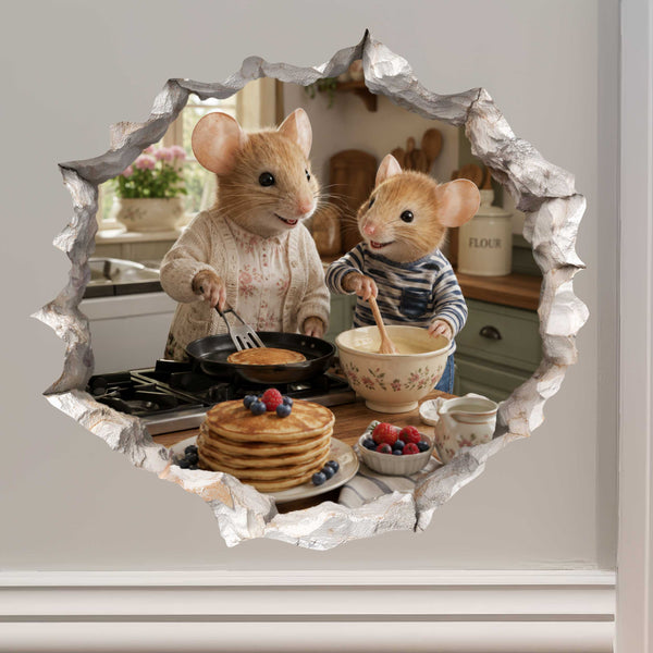 Grandson and Grandma Pancake Breakfast Mouse Hole Decal