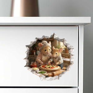 Grandson and Grandma Pizza Night Mouse Hole Decal