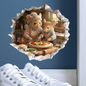 Grandson and Grandma Pizza Night Mouse Hole Decal