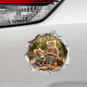 Grandson and Grandma Picnic Time Mouse Hole Decal