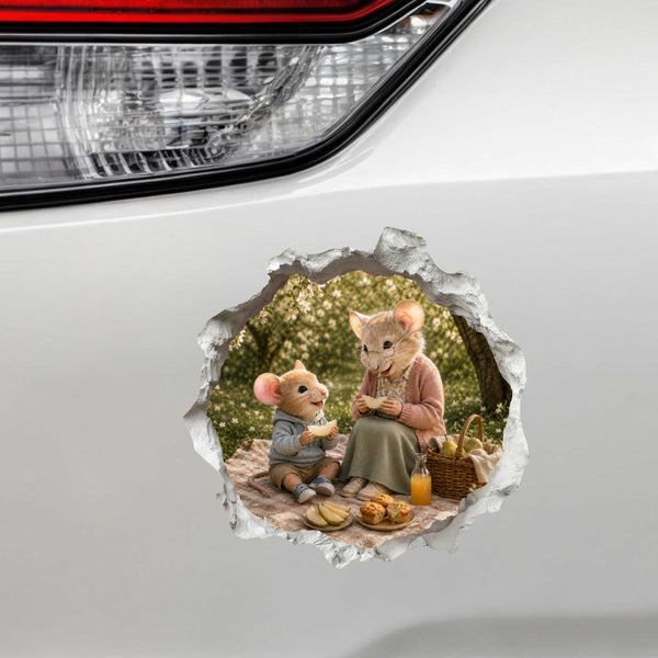 Grandson and Grandma Picnic Time Mouse Hole Decal