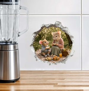 Grandson and Grandma Picnic Time Mouse Hole Decal