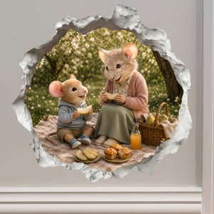 Grandson and Grandma Picnic Time Mouse Hole Decal