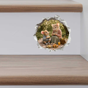 Grandson and Grandma Picnic Time Mouse Hole Decal