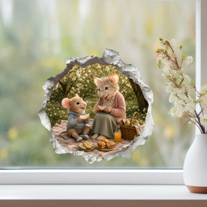 Grandson and Grandma Picnic Time Mouse Hole Decal