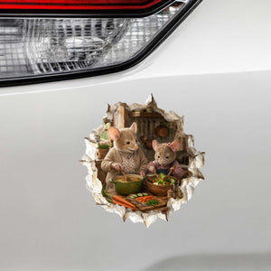 Granddaughter and Grandma Cooking Together Mouse Hole Decal